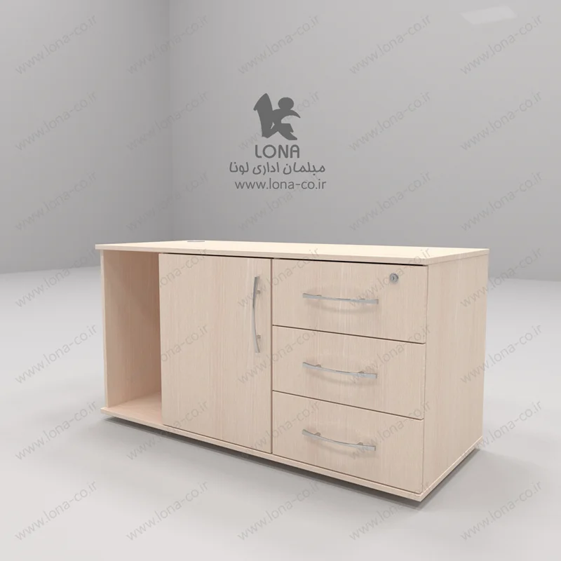 ساید سه کشو و درب کمدی با جا ی کیس - لونا S-118